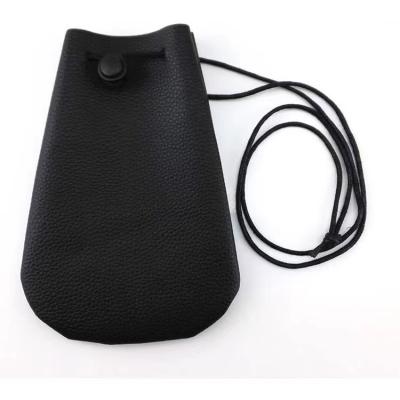 China Luxury Soft Custom Logo Printed Small Drawstring PU Leather Earphone Bag Pouch for sale