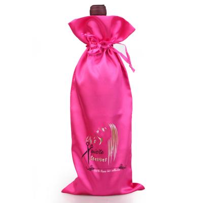 China Recyclable high quality satin drawstring pouches with heat transfer printing/wigs hair satin bags/satin clutch bag for sale