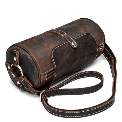 China 2022 Fashion Style Western Women Shoulder Bags Vintage Brown Cylinder Genuine Leather High Quality Cross - Body Bags for sale