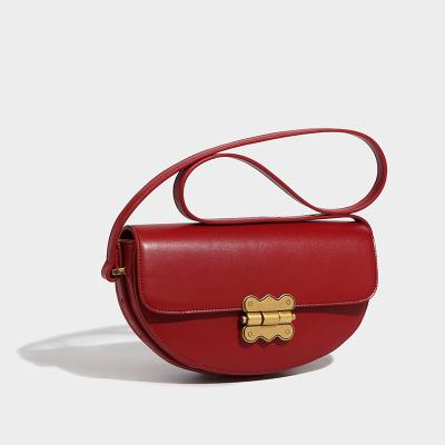 China YIMYIK 2022 New Style Simplicity Women's Shoulder Bags Solid Color High-end Red Ladies Armpit Bags Others Saddle Bags for sale