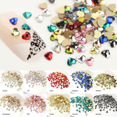 China Wholesale Pointback Flatback Crystal Stones 3mm Heart Nail Art Rhinestones For Luxury Dress Western Wedding for sale