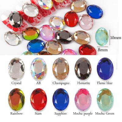 China Wholesale Oval Pointback Nail Art Rhinestones 8x10mm Flatback Crystal Stones For Luxury Dress Western Wedding for sale