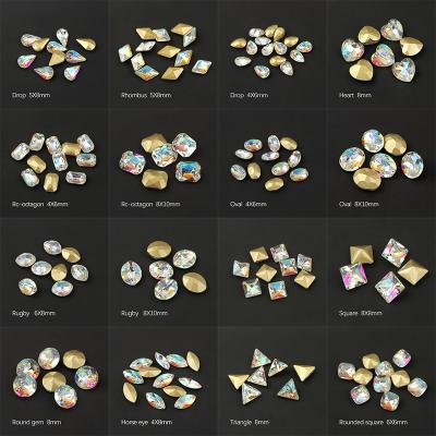 China Wholesale Colored Rhinestones Nail Art Pointback ab Flatback Crystal Stones For Western Luxury Dress Wedding for sale