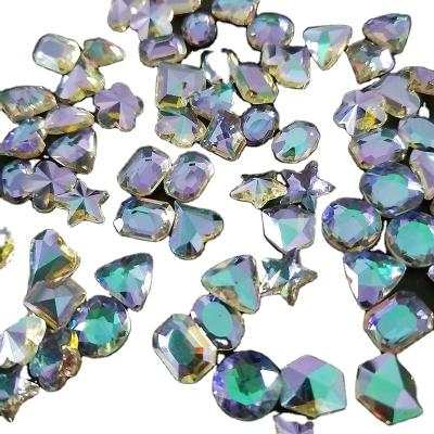 China New Mix 3D Pointback Shape Phantom Purple Glass Nail Art Point Back DIY Rhinestones Manicure Accessories Stone for sale