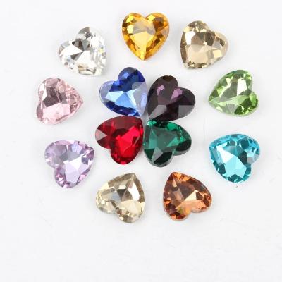 China Wholesale Pointback Heart Shaped Pointed Bottom Glass Crystal Rhinestones For Jewelry Accessories for sale