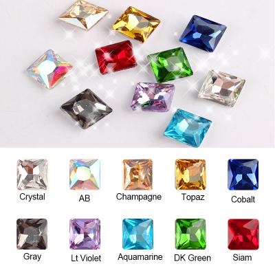 China Wholesale Pointed Tip Flatback Crystal Stones 8MM Square Nail Art Rhinestones For Luxury Dress Western Wedding for sale