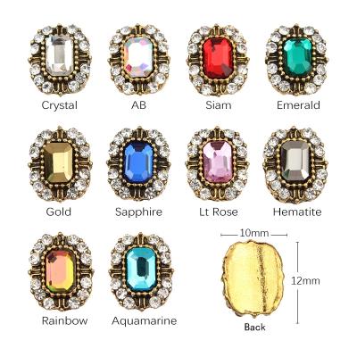 China Wholesale Alloy Flatback Crystal Stones Retro Pointback 10x12mm Octagonal Re-octagonal Rhinestones Nail Art Stones For Luxury Dress Western Wedding for sale