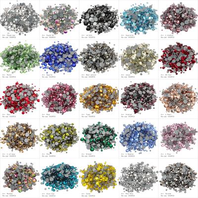 China High Quality Flatback AAAA Hotfix Stones 1000Pcs Mix Size Packing Crystal Flat Back Rhinestone For Luxury Dress Western Wedding for sale