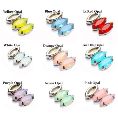 China Wholesale Silver Flatback Claw Set Horse Eye Shape Color Resin Stones DIY Opal Resin Stones For Garment for sale