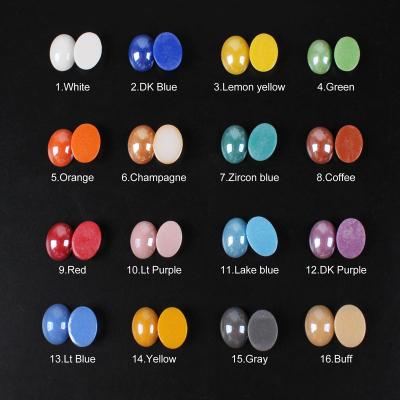 China Wholesale Half Pearl Oval Flatback Ceramic Nail Art Bead 18 Color DIY Crystals Jewelry Accessories for sale