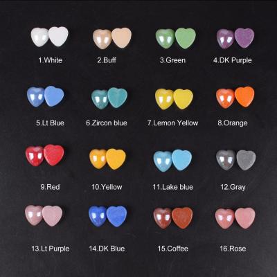 China Wholesale Ceramic Flatback Beads 18 Color Half Heart Bead Nail Art Beads Mix Color 6mm-12mm 4 Sizes DIY Craft Flatback Bead Stones for sale