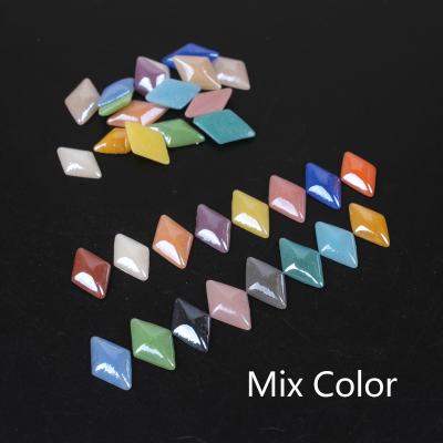 China Wholesale 16 Color Ceramic Flatback Nail Art Beads Rhombus Shape 8x12mm DIY Open Flatback Bead Stones For Nail Art for sale