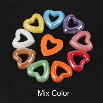 China Wholesale Heart Shaped Rhinestone Flatback Nail Art Ceramic Beads 9 Color Mixed Color 12mm Flatback Bead DIY Stones For Nail Art Craft for sale