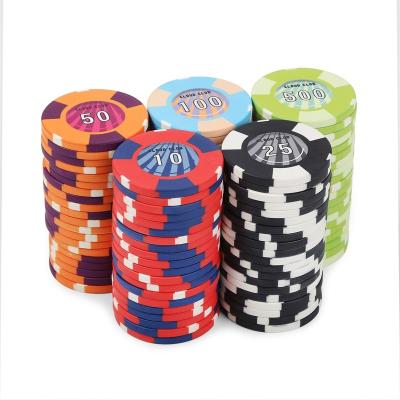 China Eco-Friendly No Cost Gaming Accessories Poker Chips Multi Color Round Las Vegas Printing Custom Ceramic Poker Chips ForCard Games for sale