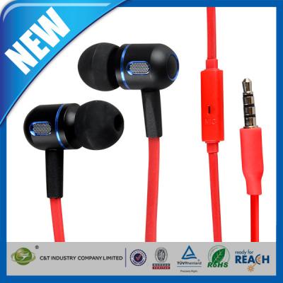 China Rood in-Oor 3.5mm lawaai-Isolatie de de Stereohoofdtelefoon of Oortelefoon van Earbuds met Microfoon Te koop