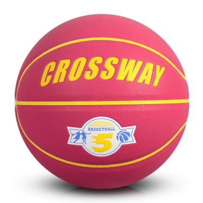 China Durable High Quality Leather Outdoor Training Basket Child Size 5 Kids Basketball Ball Pink for sale