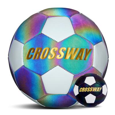 China Lightweight Reflective Soccer Ball With Professional PU Flash Custom Football Camera Ball Holographic Soccer Balls for sale