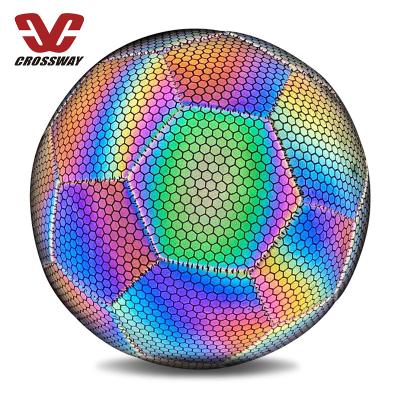 China New 2022 Reflective Soccer Ball Size7 Holographic Glowing Custom Logo Reflective Soccer Ball for sale