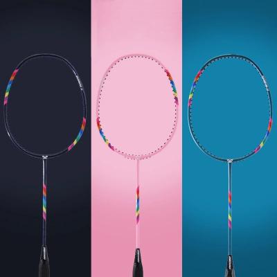 China CROSSWAY Healthy Sports Professional Carbon Racket Aluminum String Set Over Handle Bag Shuttlecocks Racket Rainbow Badminton Racket Set for sale