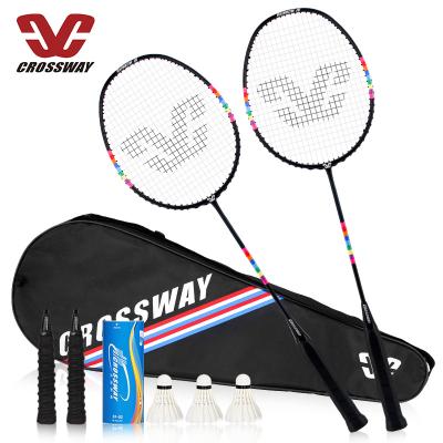 China New Style High Quality Sound Carbon Graphite 2pcs Seamless Badminton Racket Professional Set for sale