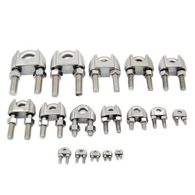 China Pipe Factory Hardware Tools Stainless Steel Wire Rope Clip Fixed Clips DIN741 M2-M40 304 316 for sale