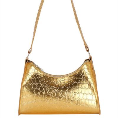 China PORTABLE New Style Dumpling Alligator Lady Temperament Package Simple Handheld Bright Armpit Shoulder Small Bag Cheap for sale