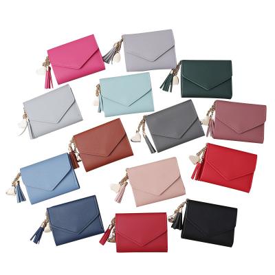 China PORTABLE Short Korean Version Tassel Wallet Change Purse Spot Wallet Purse Triple Single Card Lady Bag for sale