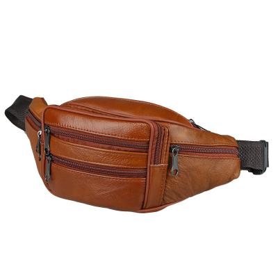 China 2022 Modes Genuine Leather Top Layer Water Repellent Whip Men's Fanny Pack Men Leather Fanny Pack for sale