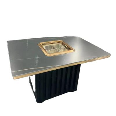 China Modern Modern Marble Hot Pot Table Smokeless Restaurant Tables With Grill Hot Pot Table for sale