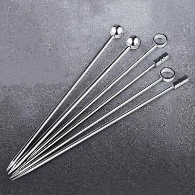 China Viable fruit needle metal 304 stainless steel fruit pick signature cocktail signature creative fruit fork for sale