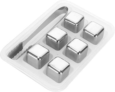 China Sustainable Custom 304 Stainless Steel Ice Cubes For Cooling Bar Whiskey Stones Metal Ice Cube for sale