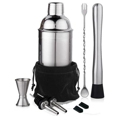 China The New Stainless Steel Cocktail Shaker Set Shaker Set Bar Utensils High Quality Bartender's Tools With Messy Small Measure Person for sale