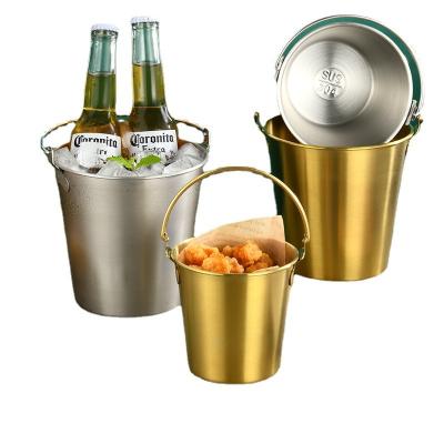 China 304 Stainless Steel Ice Bucket Viable Bar Snack Fry Chicken Food Bucket Fried Single Beer Portable Ice Bucket for sale