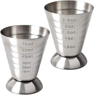 China Cocktail Standing Bar Viable Hot Sale Measuring Stainless Steel Cocktail Measuring Cup Bar Wine Jigger for sale