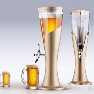 China 1.5L2L3L Sustainable Customized Plastic One Tap Beer Tower Drink Dispenser With Ice Tube Cooling for sale