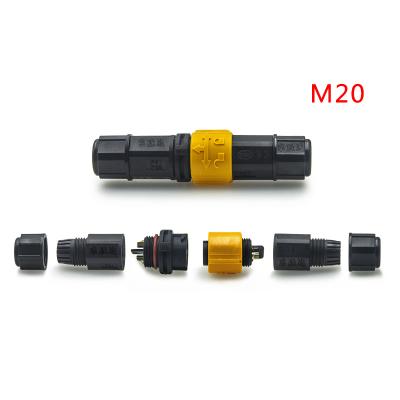 China Male Female Waterproof Power Plugs 2/3 Core M20 Connectors Ip67 Wire For Wiring LED Lamp Cable for sale