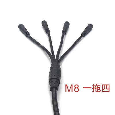 China M8 Waterproof Automotive Wire Connector IP65 1 To 4 Y Type Waterproof Male Female Cable Plugs for sale