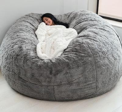 China Sofa Bed Bean Bag Chair Giant Foam Furniture Sofa Dropshipping (No Fillers) Large With Soft Faux Fur Cover Living Room Sofas for sale