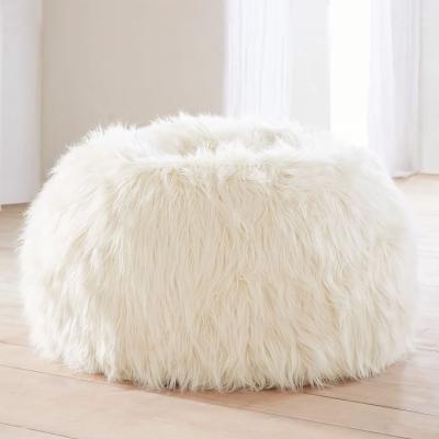 China VISI Storage Fashion Soft Faux Fur Long White Fur Bean Bag Chair Teardrop Living Room Sofa Bean Bag Chair With EPS Beans For Kid for sale