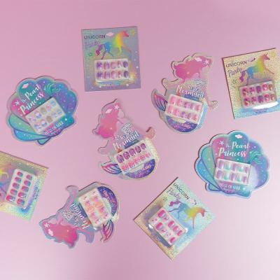 China 10 Pieces Short Children Press On Fake Nails For Girls Customizable for sale