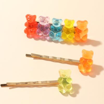 China Wholesales new stylish style sweet and cute hair resin bear hairpin candy hairpin bear accessories for sale