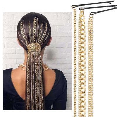 China Hot Selling Statistical Institute Hair Trend Simple Metal Elegant Hair Accessories Fashion Gold Head Chain Headdress For Women for sale