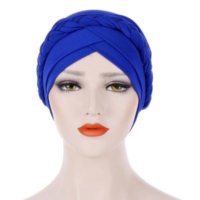 China Fashion simple milk color silk muslim turban hat for headwear new braid women turban head wrap hat Arab Headwear scarf turban hat for sale