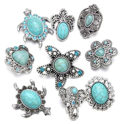 China Vintage Metal Jewelry Snap Button 18-20 Mm Rhinestone Sustainable Turquoise Bracelet for sale