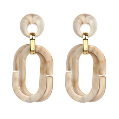 China New Arrival Wild Acrylic Resin Simple Simple Geometric Long Circle Multilayer Earrings Round Drop Earrings for sale