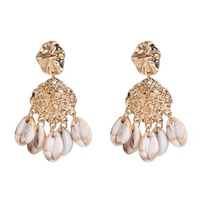 China Wholesale Hiphop Fashion Bohemia Gold Color Summer Conch Earrings Strand Women Earring Stud for sale