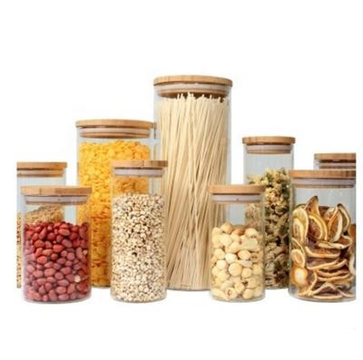 China Manufacturers Wholesale Heatable Glass Jar Transparent Sealed Glass Storage With Bamboo Lid for sale