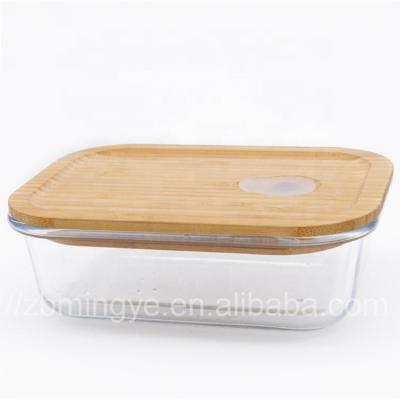 China Sustainable Tableware 2020kitchen High Borosilicate Glass Food Storage Container Set With Locking Bamboo Lid for sale