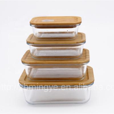 China New Rectangle Heat Resistant Glass Food Lunch Box / Container Stocked With Locking Lid for sale