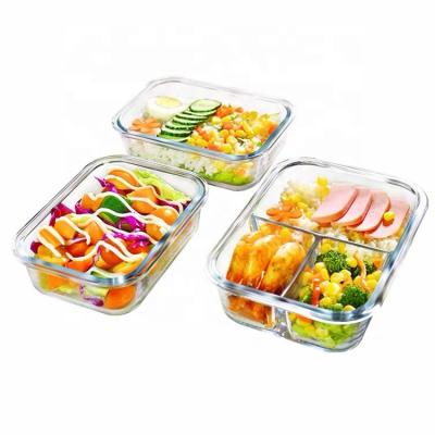 China 2020 Viable Rectangle Glass Food Container Microwave Heat Resistant Airtight Glass Food Container for sale